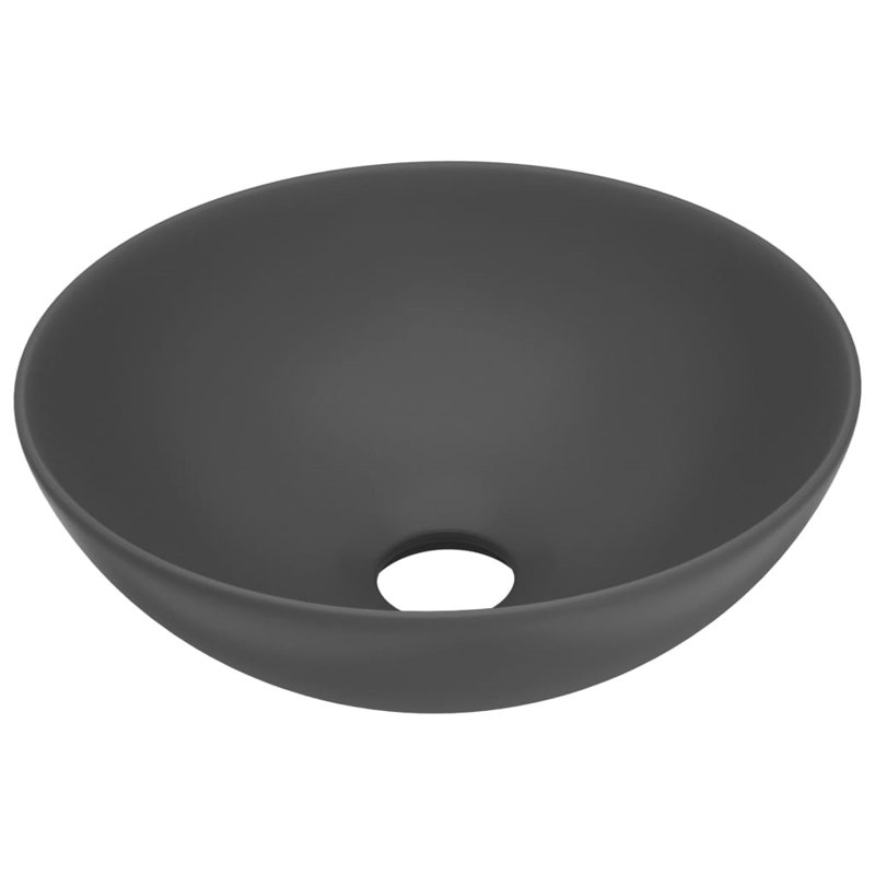 Belfry Bathroom Lonie 280mm Ceramic Circular Countertop Basin Bathroom Sink, Dark Grey
