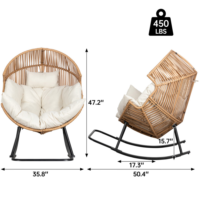  Fauteuil à bascule d'extérieur, Naturel, Beige
