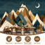 Papier peint adhésif peler et coller Mountain Nature Forest Rustic Farmhouse Moon Peaks Layered Layered-747857166