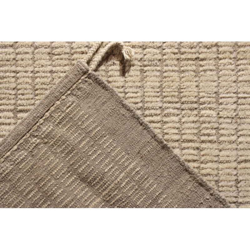 Moroccan Hand Knotted Wool Striped Area Rug, Runner 3' x 8'