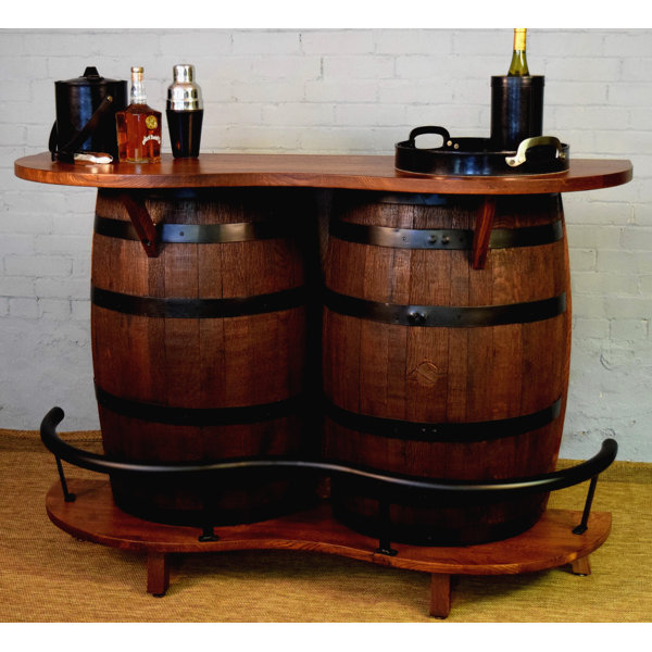 Wine Barrel Designs 4-Person Barrel Bar Set with Storage - Brown