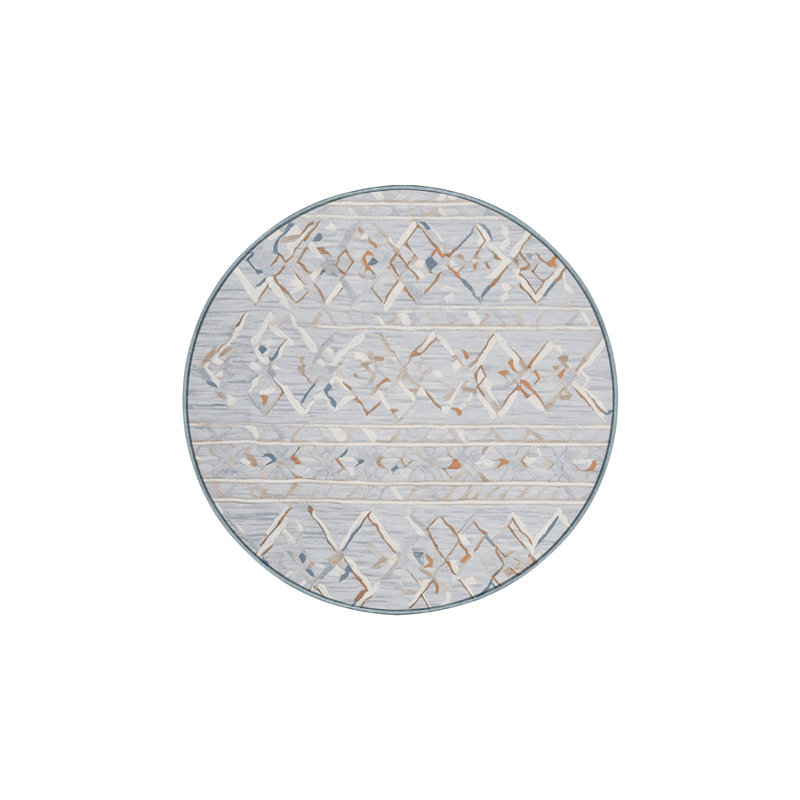 Machine Washable Blue Area Rug, Round 7'