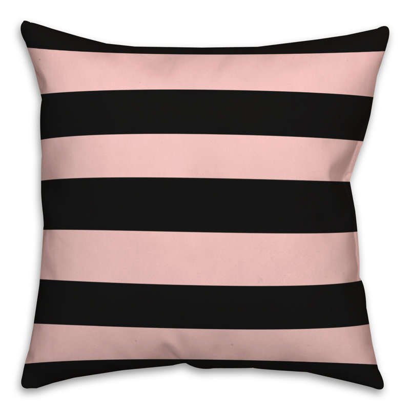 Housse et insert de coussin carré blush et rayures noires, 20 po X 20 po