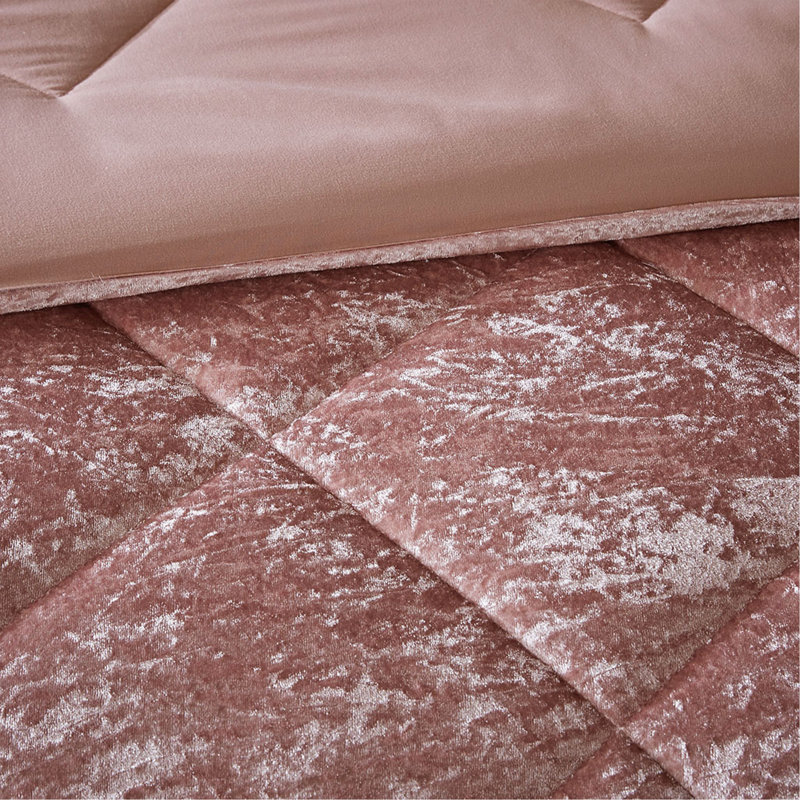 Twin/Twin XL Velvet Comforter Set With Throw Pillow, Twin Comforter + 2 Additional Pieces, Blush