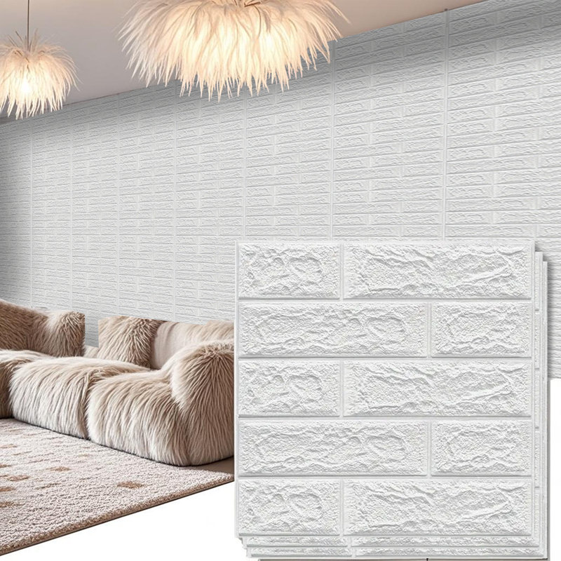 40 pièces de carrelage mural rétro européen effet pierre effet papier peint autocollant, Blanc