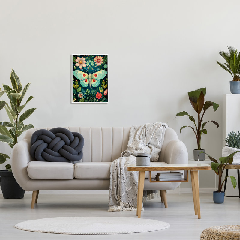«Green & Pink Moth», reproduction de photo sur toile, Giclée encadrée blanc bord de mer, H 20 po x l 16 po x P 1,5 po
