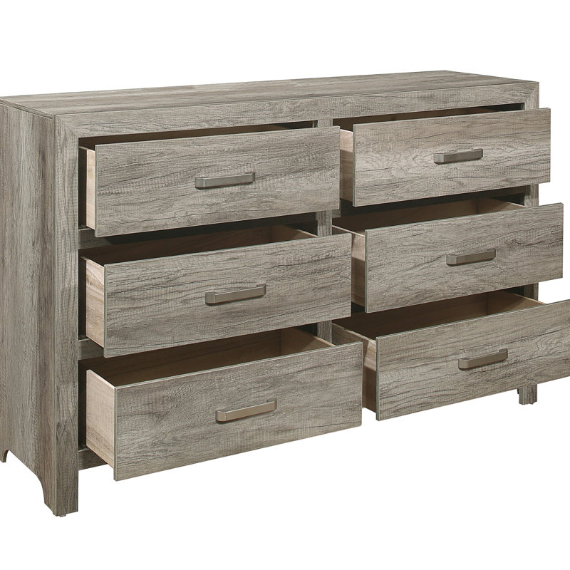 Commode de chambre rustique 6 tiroirs gris vieilli 6 tiroirs Mission