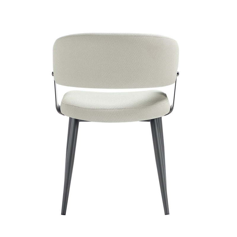 Chaise rembourrée en cuir avoine texturée Luce, Gruau