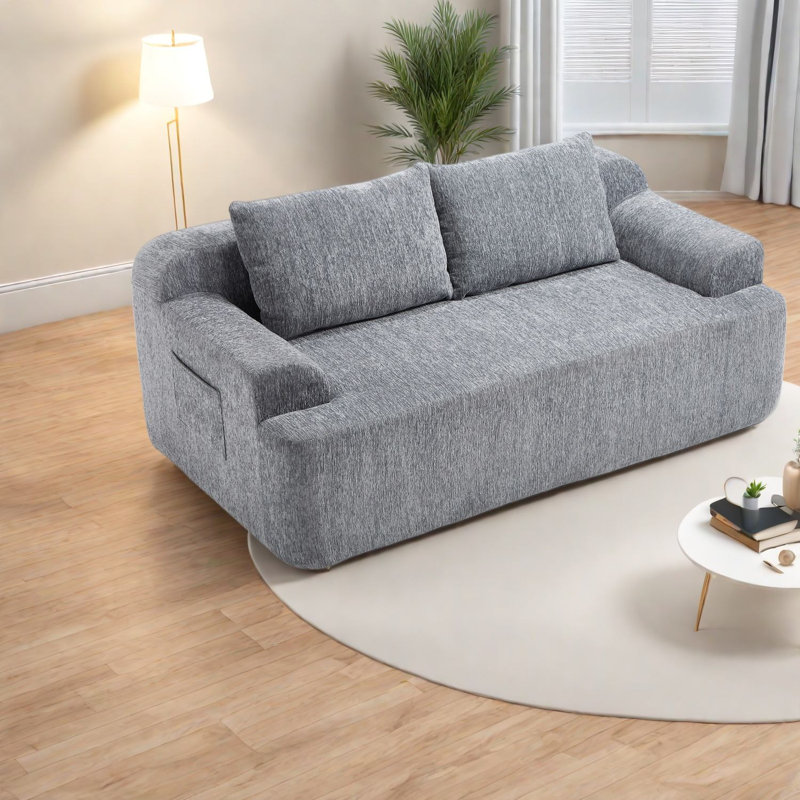 Compression Sofas with Storage, 67 Inch Foam Modern Loveseat for Home