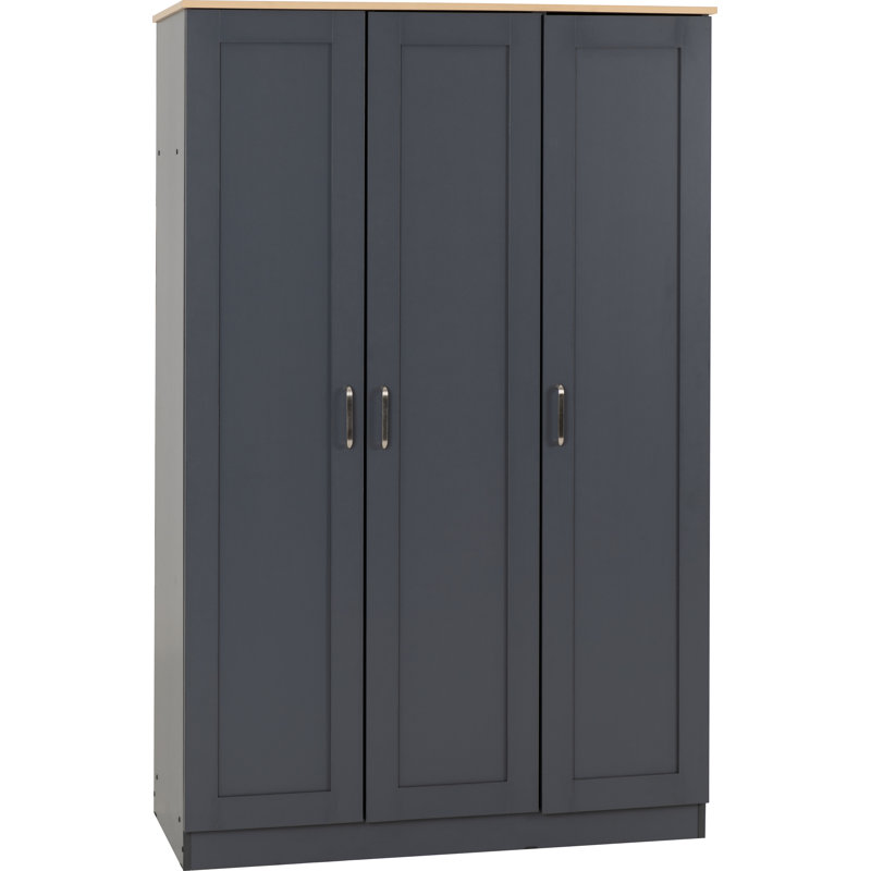 Henryville 3 Door Manufactured Wood Wardrobe, Grey