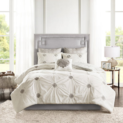 Full/Queen Comforter 6 Piece - Reversible Cotton With Valuable Embroidery Shabby Chic Style