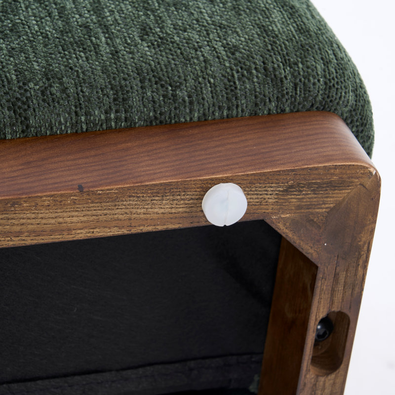 Upholstered Boucle Accent Chair Full Back Barrel Chair Armless Living Room Chairs With Solid Wood Base, Green Fabric