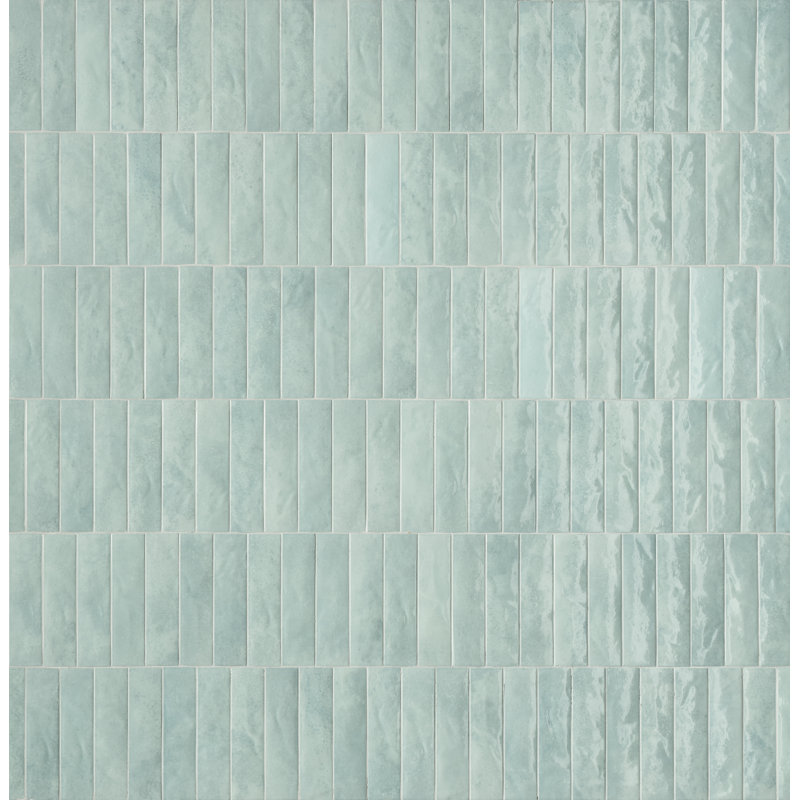 Carreaux de porcelaine miniature zellige 2,5 po x 9,5 po Miniature Soda, Bleu turquoise arctique