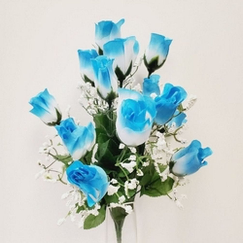 Roses et tiges, Bleu clair