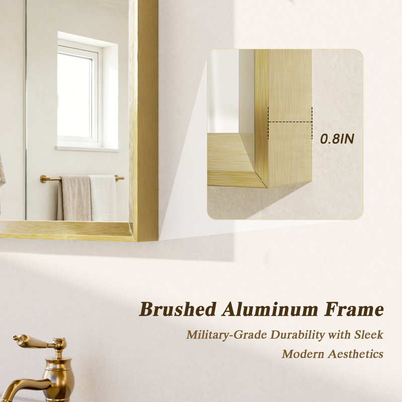 Miroir de salle de bain, Doré, 30''×48''