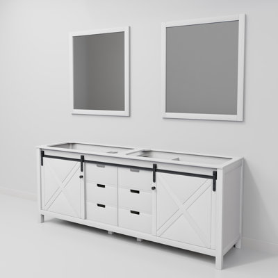 Marsyas 84 in W x 22 in D Double Bath Vanity and 34 in Mirrors