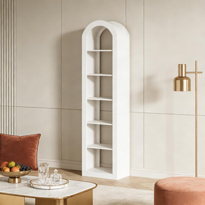 Elegant Arched Bookcase with 6-Tier Open Shelving