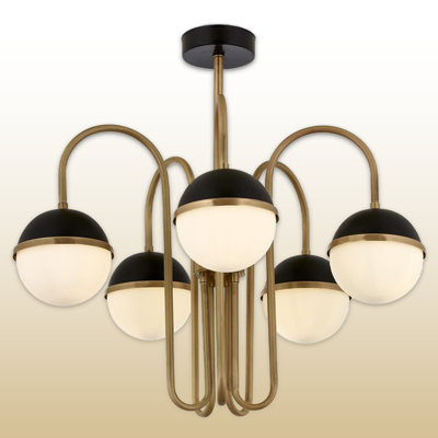 Metal Body Glass Cap Vintage Chandelier