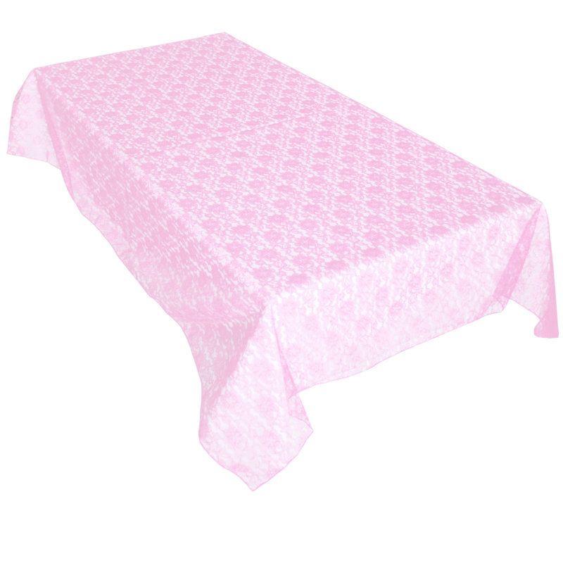 Floral Lace Overlay, 102" x 58", Pink