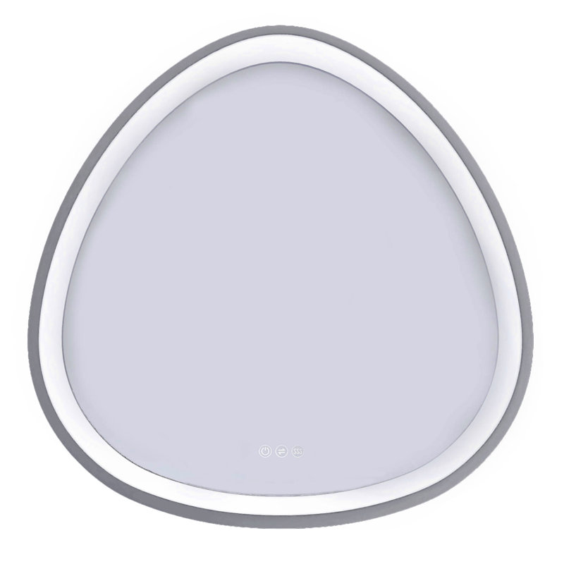 Miroir de salle de bain brouillard à intensité variable, gris anthracite 32 po, encadré pour contemporain moderne