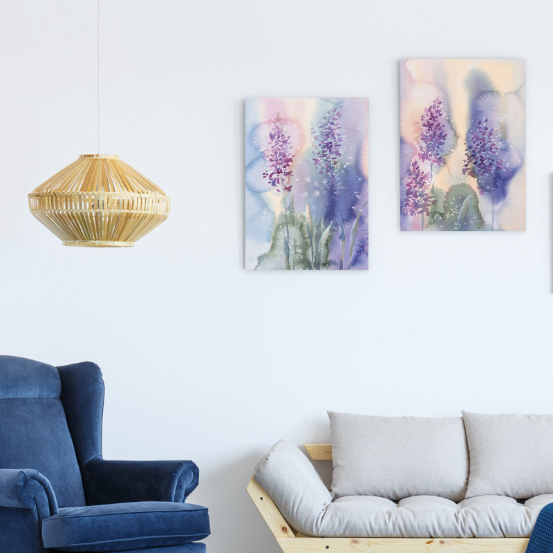 «Sunlit Hyacinth Blooms - 2 pièces», un chef-d'œuvre d'aquarelle rayonnante - reproduction sur toile tendue