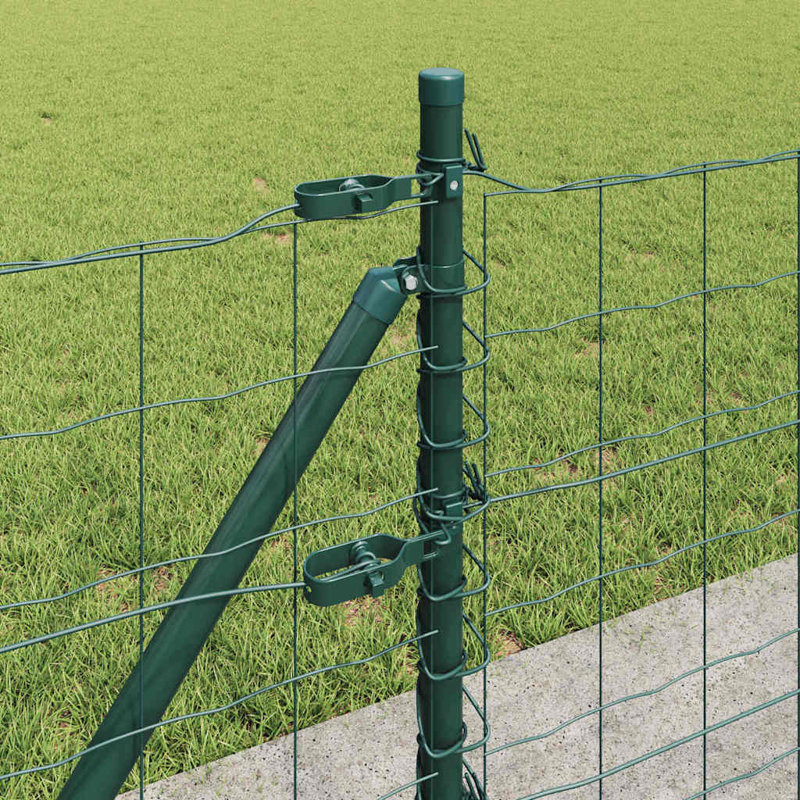 Vidaxl Fence With Posts Steel, 60cm H x 2500cm W x 3.2cm D, Green