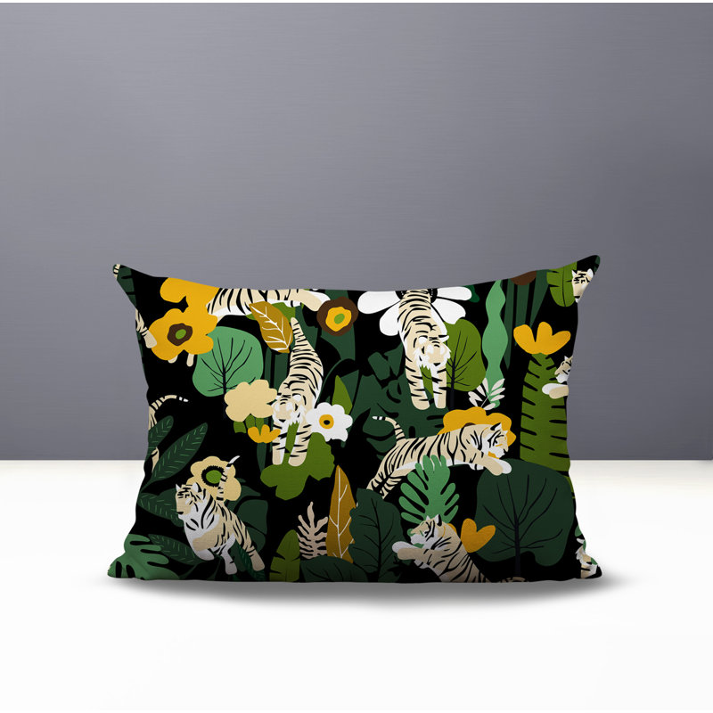 Oreiller rectangulaire réversible intérieur / extérieur Tor Tiger, Jaune, H 20 po x l 14 po
