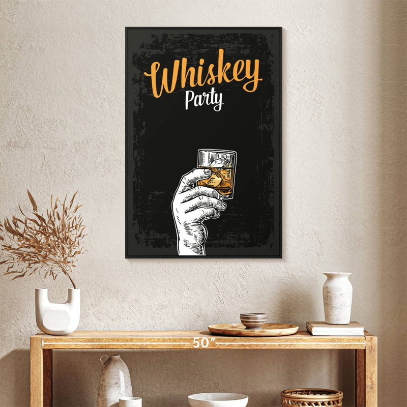 Whisky Party, 25 po x 37 po, Cadre flottant noir