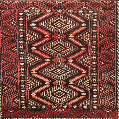 Tapis brun / rouge traditionnel Mondul