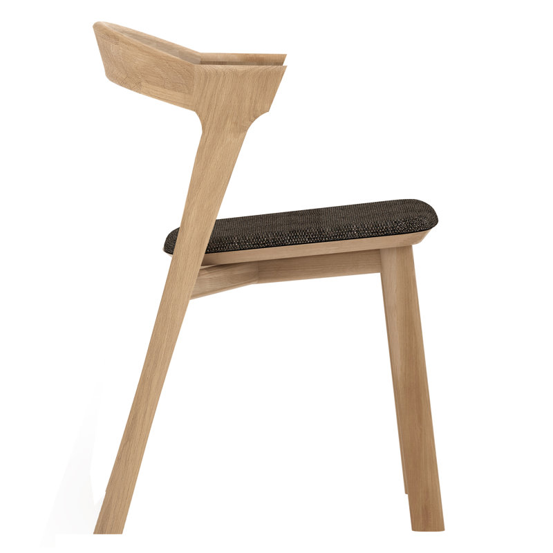 Bok Upholstered Dining Chair, Dark Brown Polyester Blend/Acrylic, Varnished Oak