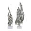Ensemble de 2 sculptures en écorce d'arbre, marbre blanc, aluminium argenté 27 23 po