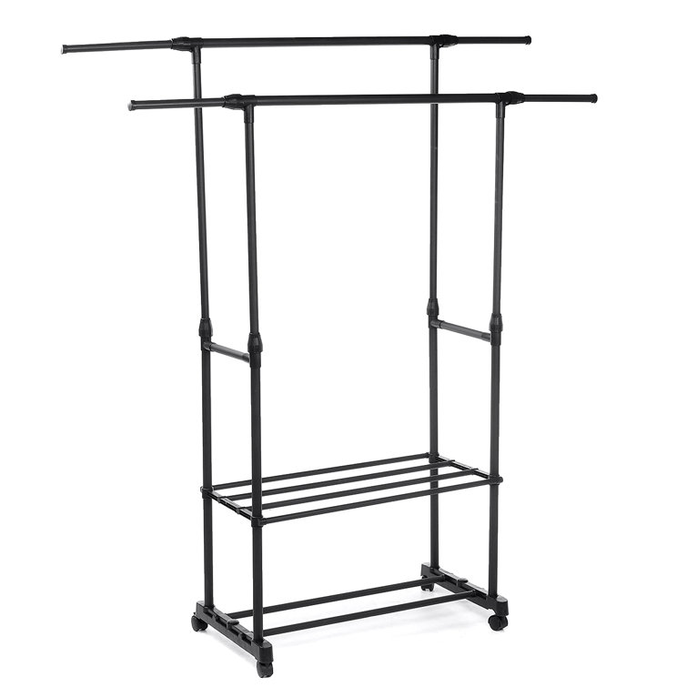 Rebrilliant Keirya Metal Adjustable Rolling Clothes Rack & Reviews