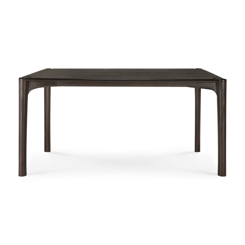 PI Solid Oak Dining Table, Teak Dark Brown, 30"H x 63"L x 31.5"W
