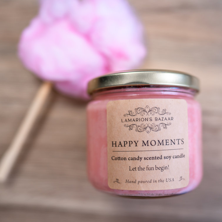 Happy Moments - Cotton Candy Scented Candle - Pink Cotton Candy Fragrance Soy Candle LAMARION'S Bazaar