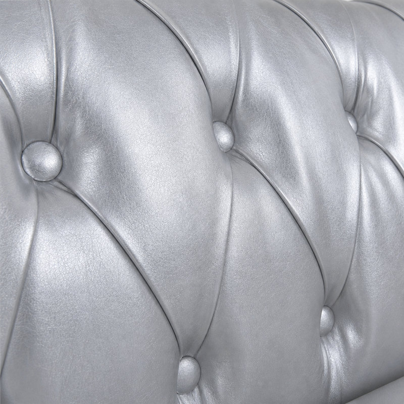 Ensemble de canapé Chesterfield, Similicuir argent