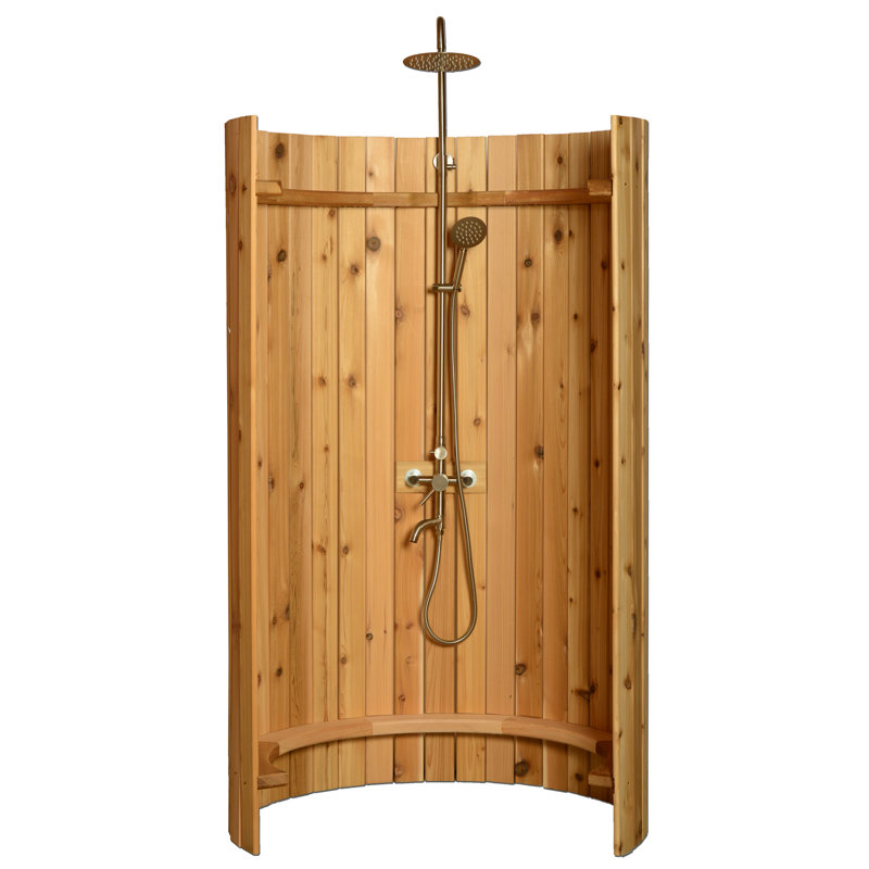 Douche d'extérieur Ellipse en cèdre rustique