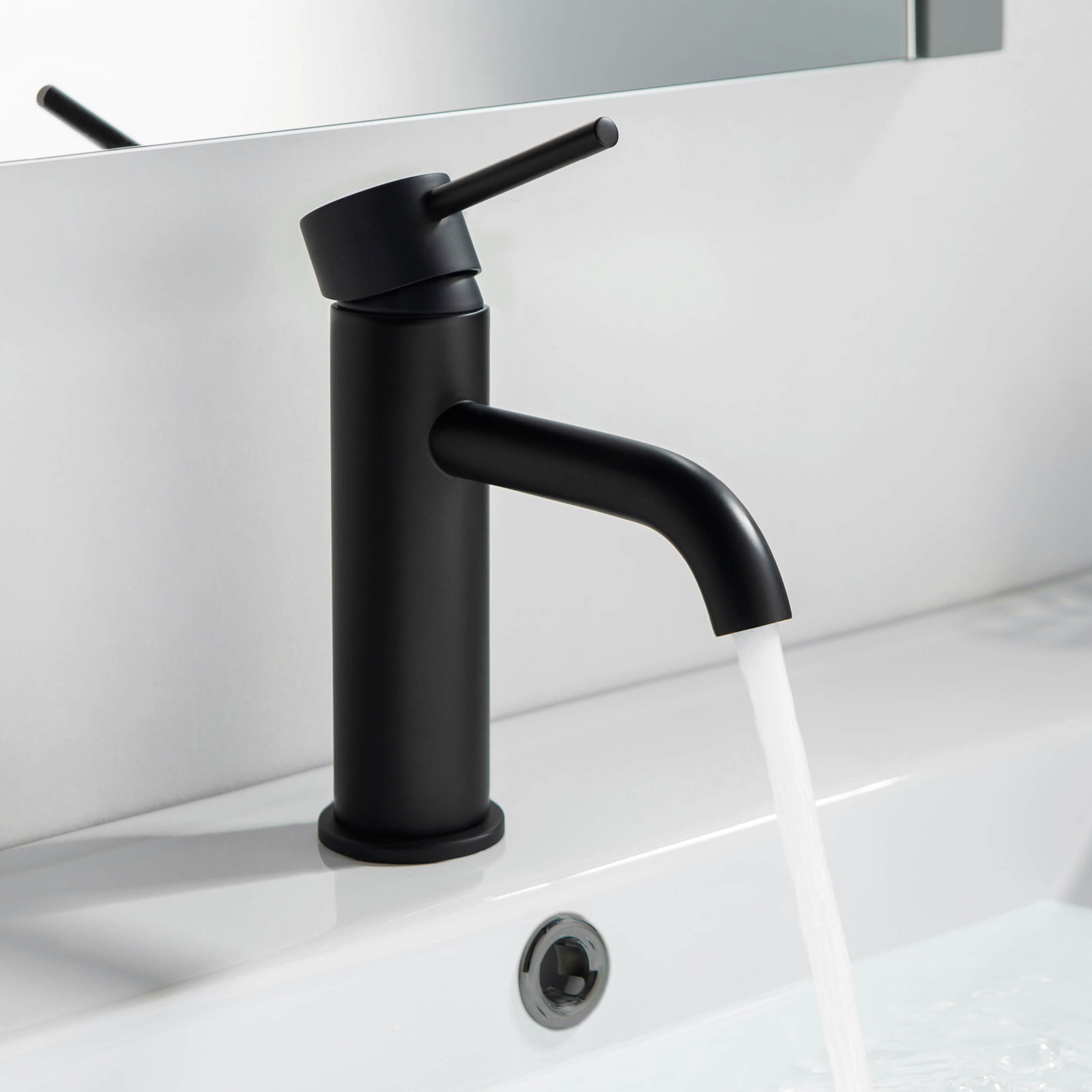 Single-Handle Bathroom Faucet with Pop-Up Drain, Matte Black