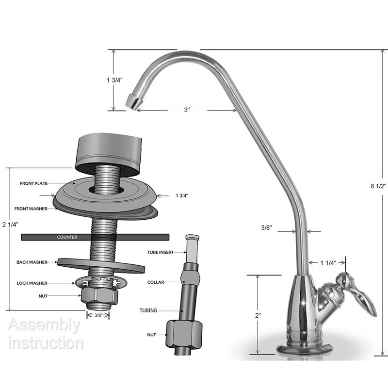 iSpring GS1, robinet d'eau potable à osmose inversée sans plomb, robinet à poignée simple à levier unique, finition chromée