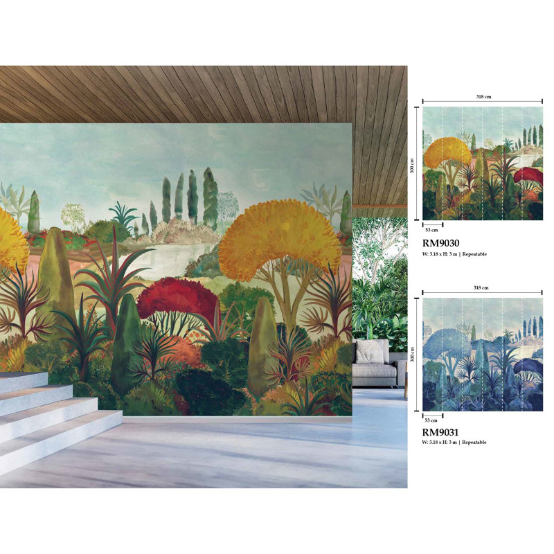 Papier peint texturé Botanical Landscape, Vert