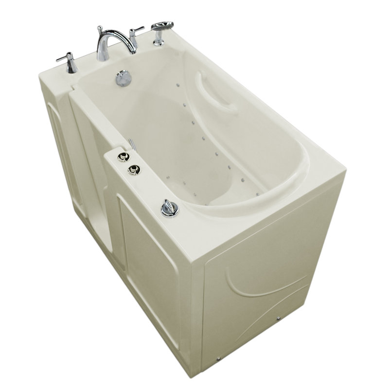 Prairie 46" x 26" Walk in Air Fiberglass Bathtub with Faucet and Heater, Biscuit, Left