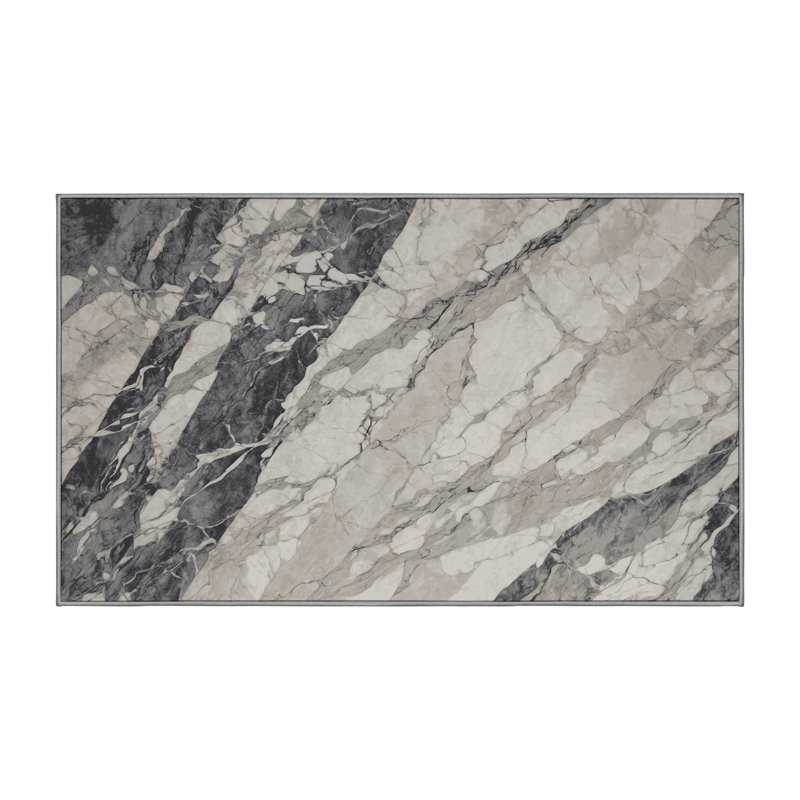Tapis gris lavable à la machine, Rectangulaire 3 pi x 5 pi