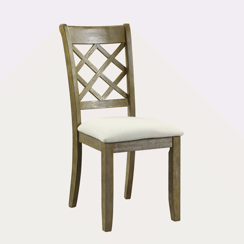Ensemble de 2 chaises d'appoint en lin beige et chêne rustique