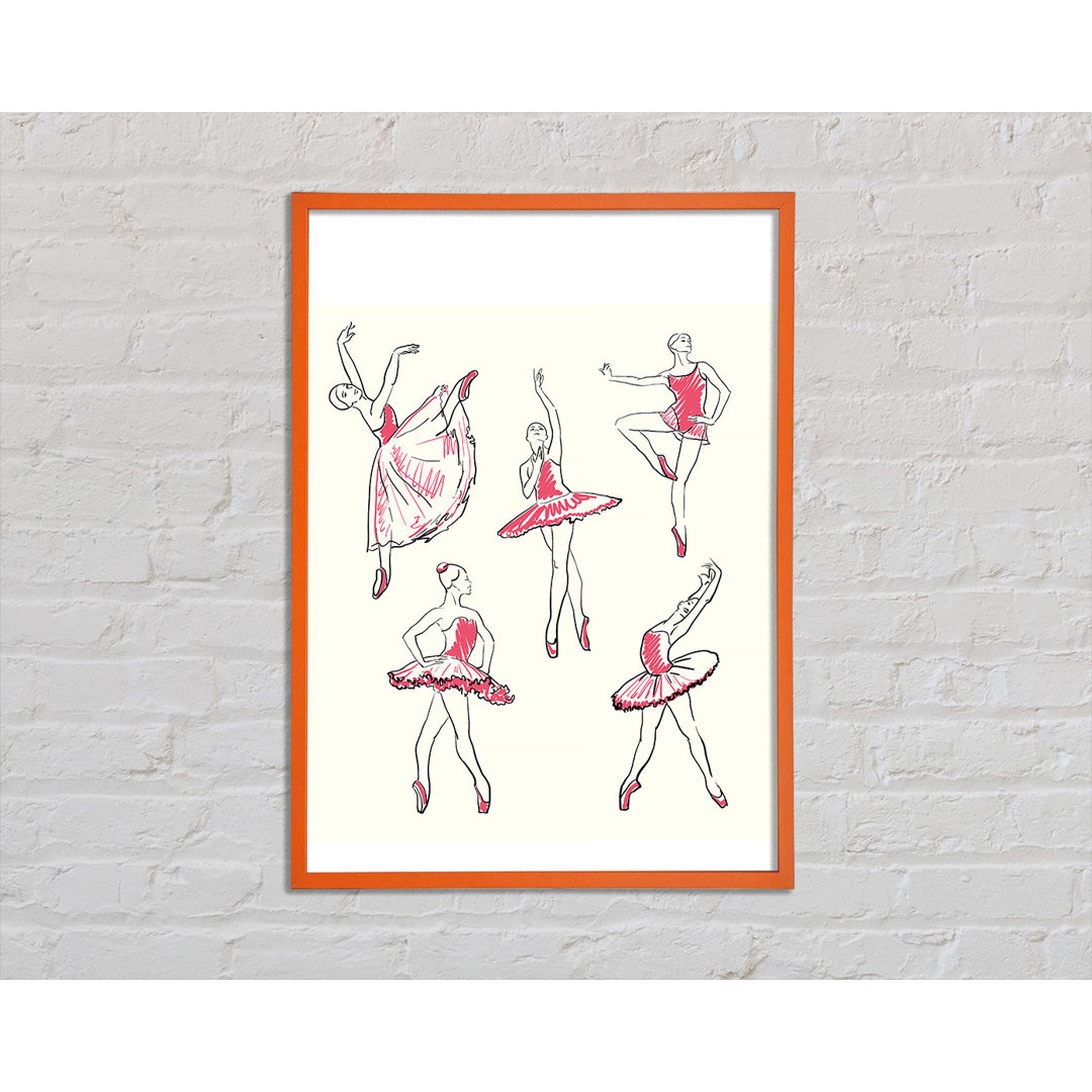 Pink White Ballerina 5 - Einzelner Bilderrahmen Kunstdrucke