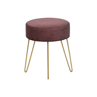 Ottoman, Pouf, Footrest, Foot Stool, 14" Round, Gold Metal Legs, Contemporary, Modern