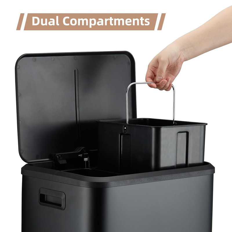 Poubelle 8Gal / 30L à double compartiment 15L avec 2 seaux intérieurs