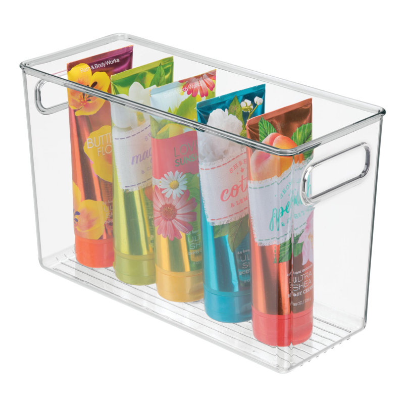 iDesign Linus BPA-Free Plastic Deep Kitchen Storage Bin with Handles - 12" x 5" x 7.75", Clear