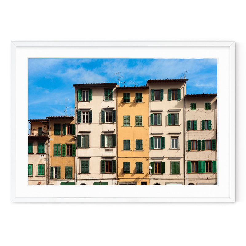 Italian Townhouses - Picture Frame Photograph on Paper, 28.5" H x 40" W, White Framed