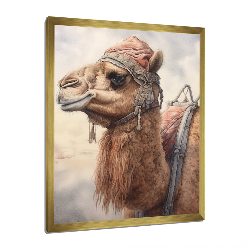 Camel Desert Nomad VII sur impression sur toile, H 44 po x l 34 po x P 1,5 po, Cadre doré à une seule photo