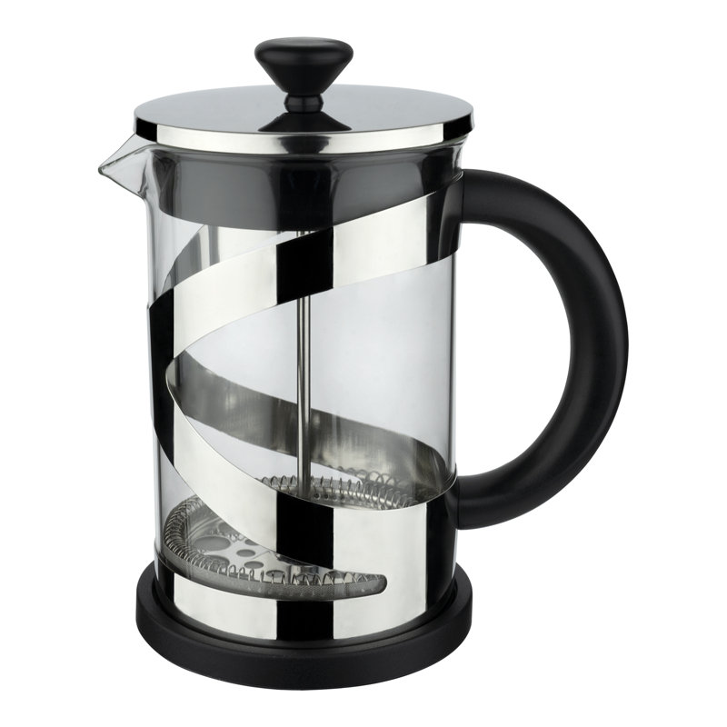 Café Olé Classico Cafetiere, 5 Cup, French Press Coffee Maker, Heat Resistant Handle, Stainless Steel, 600ml, Chrome