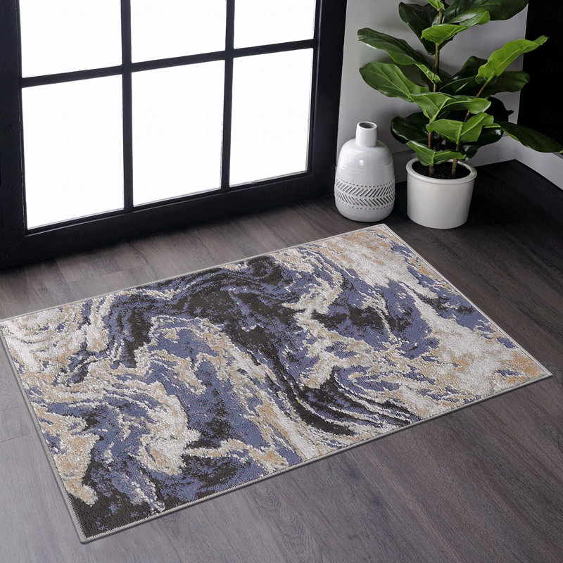 Tapis abstrait élégant et résistant aux taches, Rectangulaire 2 pi x 3 pi